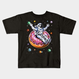 Space Astronaut Riding Donut Kids T-Shirt